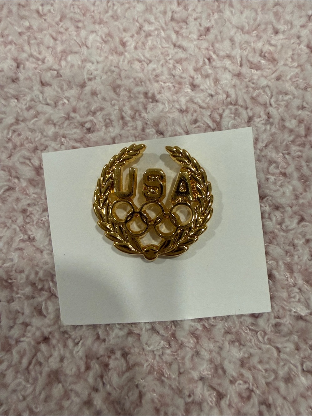 Gold USA Olympic Laurel Wreath Pin USC  380 Vintage Olympic Rings